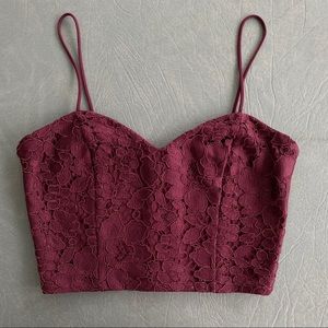 Burgundy Lace Crop Top